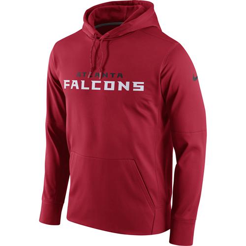 Men's Atlanta Falcons Nike Red Circuit Wordmark Essential Performance Pullover Hoodie - Click Image to Close